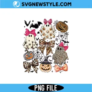 Coquette Leopard Pumpkin Ghost PNG Digital Download | Spooky Season Graphic