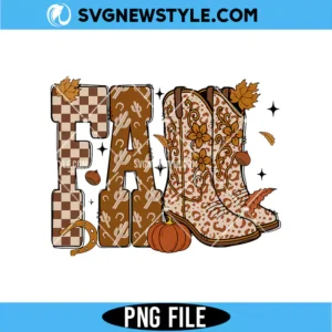 Cowboy Checkered Fall Png Digital Download | Retro Country Autumn Printable