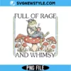 Full Of Rage And Whimsy PNG - Dressed Frog on Mushroom with Coffee Sublimation Design 3 Full Of Rage And Whimsy PNG