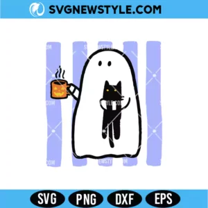 Striped Halloween Black Cat Svg Png | Spooky Season Cut File