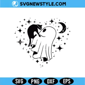 Ghost Holding Cat SVG Digital Download | Cute Cat Lover Halloween Design