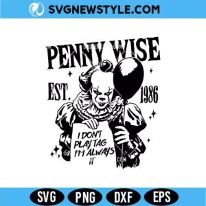 Pennywise Est 1986 SVG Digital Download | Horror Clown Cut File
