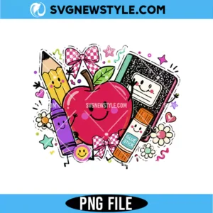 Kawaii Apple Pencil Crayon Png Digital Download | Cute School Graphic