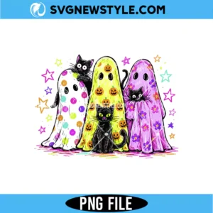 Preppy Halloween Ghost and Cat PNG