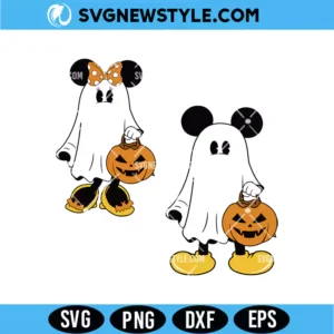 Retro Mickey Minnie Ghost Halloween Svg Digital Download | Vintage Halloween Art