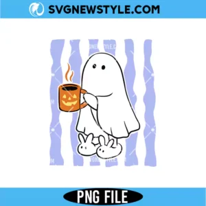 Stripe Cute Halloween Ghost Coffee PNG