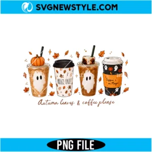 Autumn Leaves and Coffee PNG