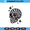 Checkered Skull with Stars Svg Png Digital Download | Grunge Cut File 2 Checkered Skull with Stars Svg