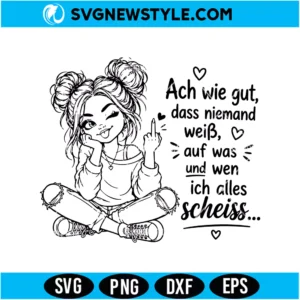 Cheeky Girl SVG Png Digital Download | Playful Attitude Girl Design