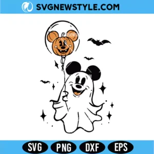 Mickey Mouse Ghost Pumpkin Balloon SVG Digital Download | Magical Halloween Party Design