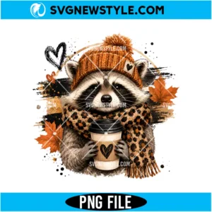 Funny Raccoon Coffee PNG Digital Download | Coffee Lover Animal Graphic