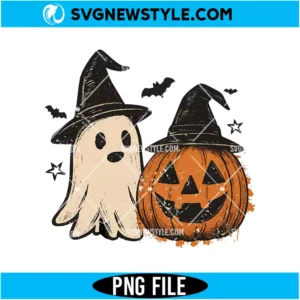 Ghost and Pumpkin PNG Digital Download | Halloween Aesthetic Graphic