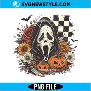 Floral Ghostface PNG Digital Download | Spooky Horror Clipart