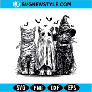 Halloween Cats Vector SVG PNG Digital Download | Spooky Kitty Cut File