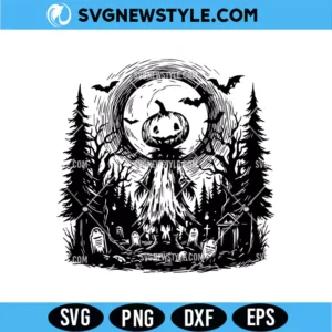 Horror Pumpkin Scarecrow Halloween SVG Digital Download | Spooky Monster Cut File