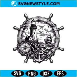 Nautical Lighthouse SVG | Vintage Coastal Vector Cut File for Cricut & Silhouette