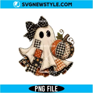 Patchwork Ghost Pumpkin PNG