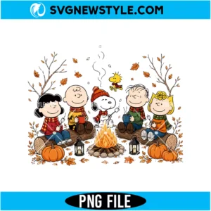 Peanuts Fall Campfire PNG Digital Download | Autumn Snoopy Clipart