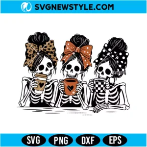 Preppy Halloween Skeleton SVG Digital Download | Trendy Pink Halloween Design