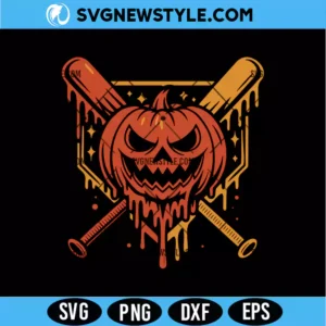 Pumpkin Halloween Baseball Ice Cream Drip SVG Digital Download | Seasonal Sports Cut File