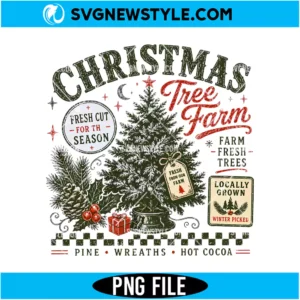 Retro Christmas Tree Farm Png