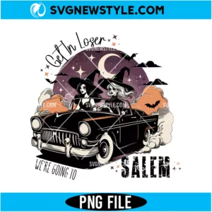 Retro Witch Car Ride PNG Digital Download | Vintage Spooky Clipart