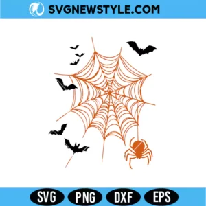 Halloween Spider Web And Bats SVG