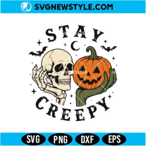 Stay Creepy Skull Pumpkin SVG Digital Download | Spooky Halloween Cut File
