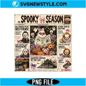 Vintage Halloween Newspaper PNG Digital Download | Creepy Spooky Season Graphic