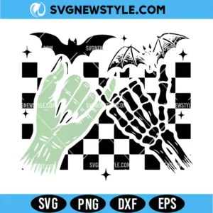 Vintage Skeleton Pinky Promise SVG Digital Download | Spooky Romantic Couple Design