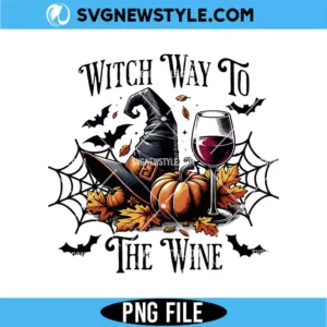 Witch Way To The Wine PNG Digital Download | Funny Halloween Clipart