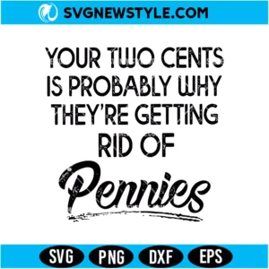 Two Cents Pennies SVG PNG Digital Download | Vintage Coin Cut File
