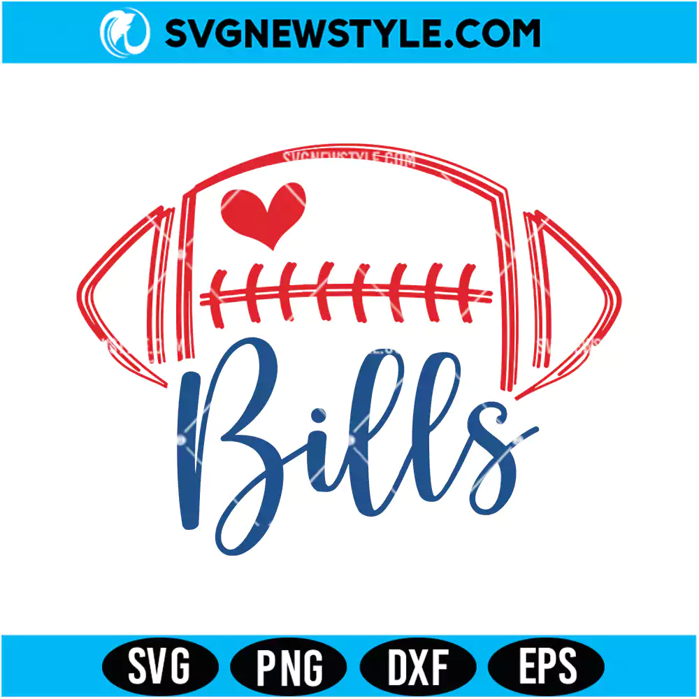 Buffalo Bills Football Heart SVG Digital Download | Football Clipart 1 Buffalo Bills Football Heart SVG