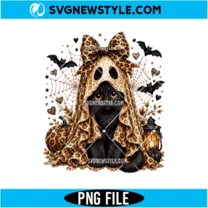 Black Cat Ghost Halloween PNG