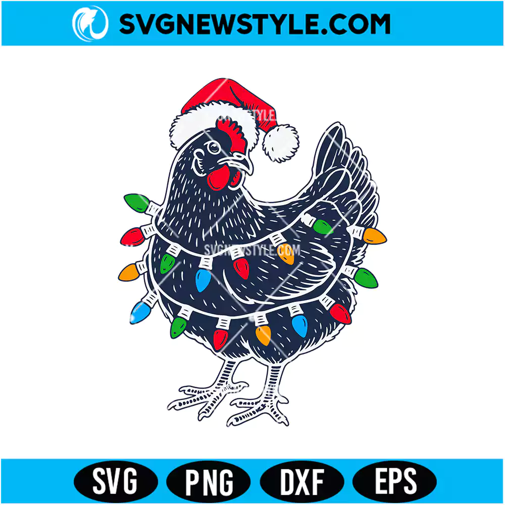 Christmas Chicken Svg Digital Download | Farmhouse Holiday Clipart 1 Christmas Chicken Svg