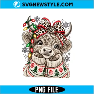 Christmas Highland Cow PNG