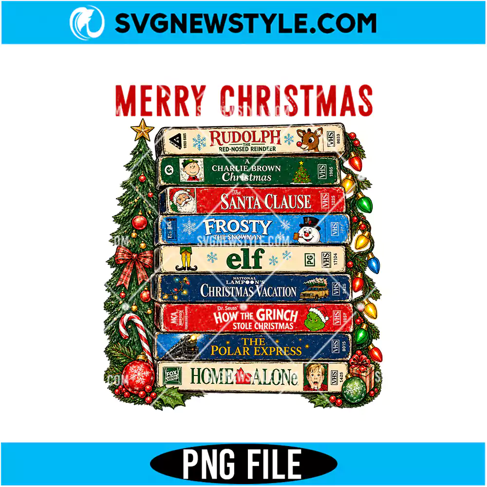 Christmas Movies VHS PNG Digital Download | Retro Holiday Clipart 1 Christmas Movies VHS PNG