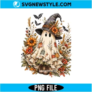 Floral Boho Ghost PNG