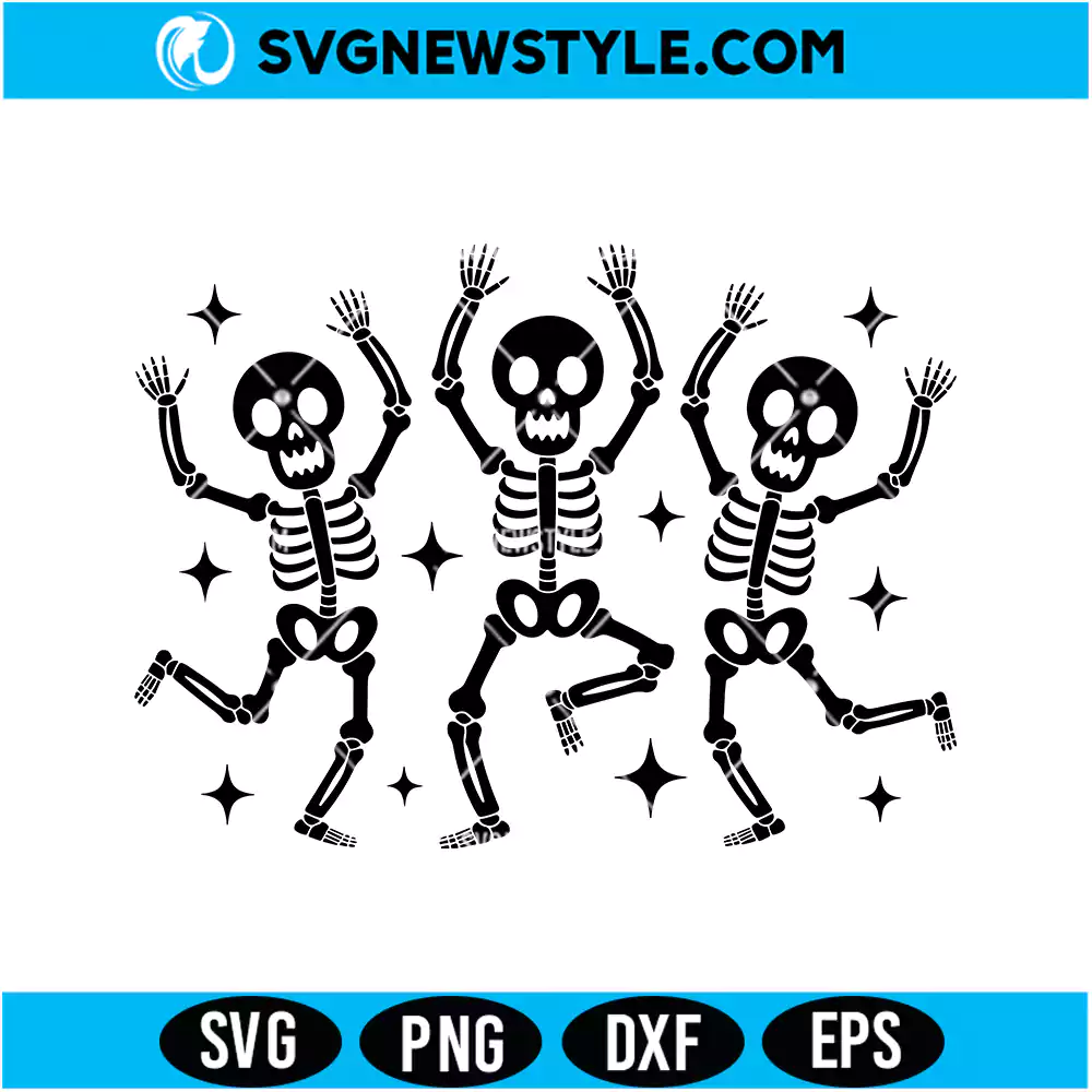 Dancing Skeletons Halloween SVG Digital Download | Spooky Season Cut File 1 Dancing Skeletons Halloween SVG