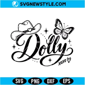Dolly Parton Cowboy Hat Butterfly SVG