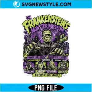 Dr. Frankensteins Monster Museum PNG Digital Download | Spooky Clipart