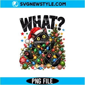 Funny Black Cat Christmas PNG