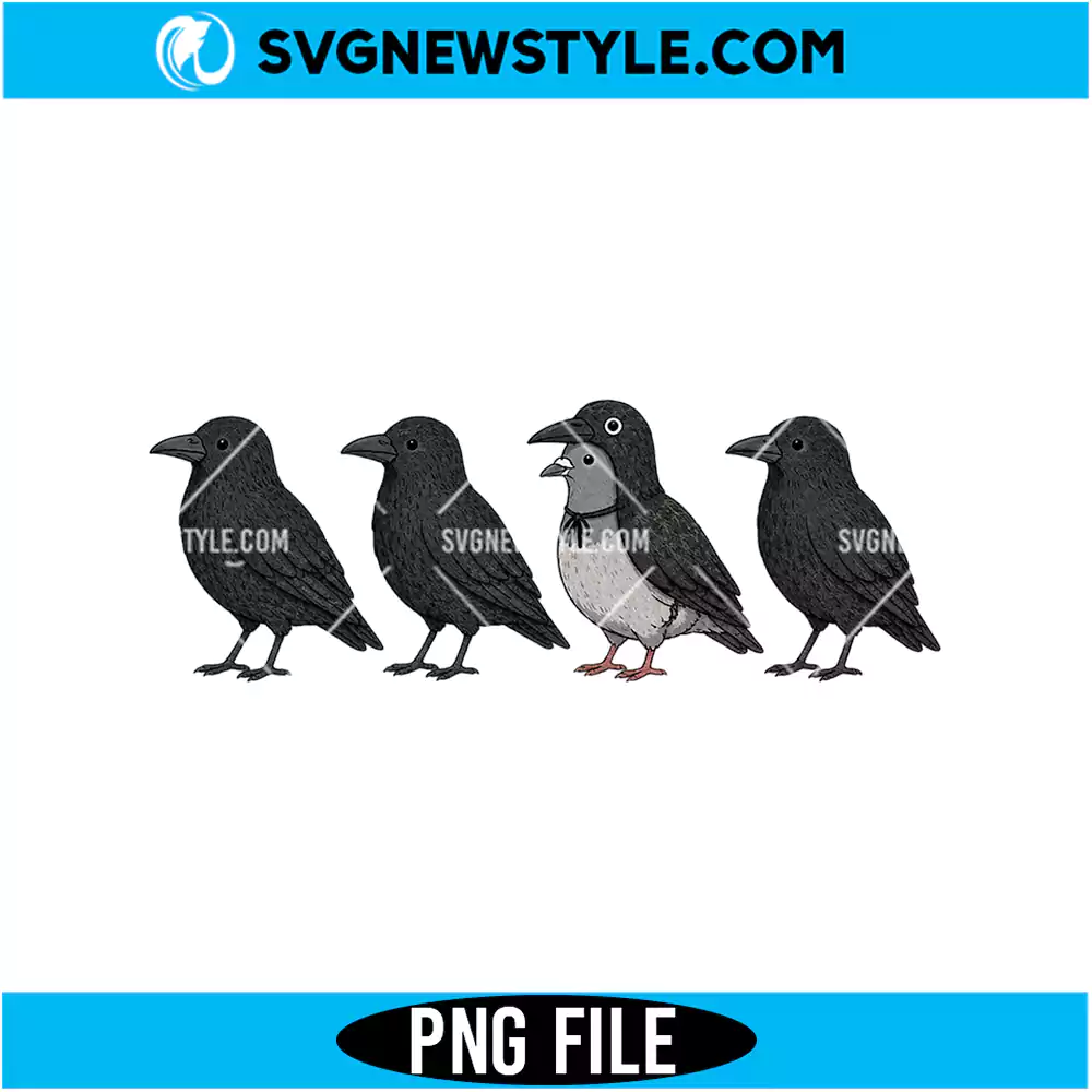 Funny Crow Pigeon PNG Digital Download | Humorous Bird Graphic 1 Funny Crow Pigeon PNG