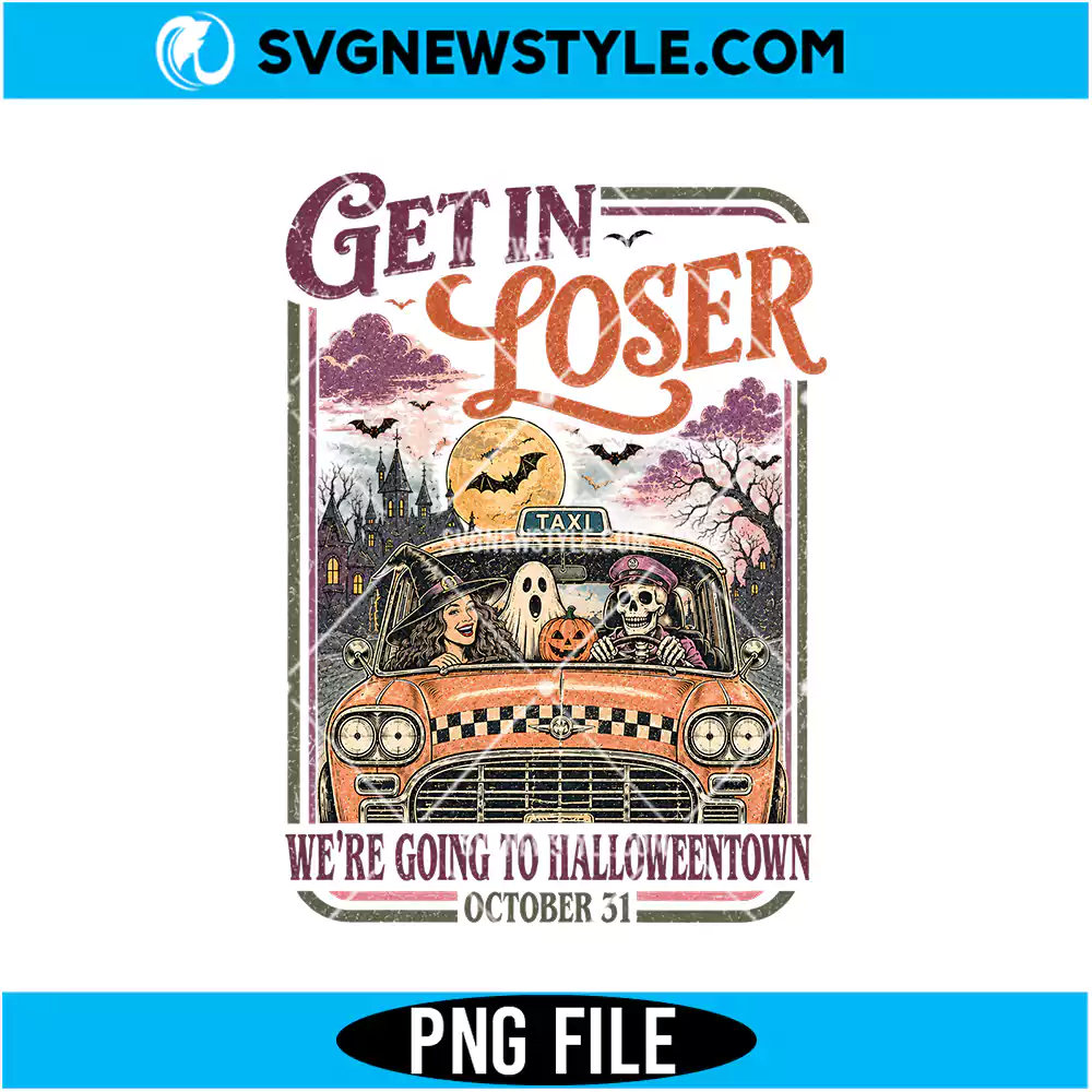 Spooky Season Taxi Ride PNG Digital Download | Vintage Halloween Driver Graphic 1 Spooky Season Taxi Ride PNG
