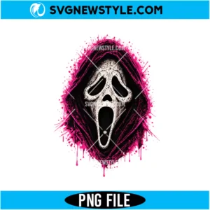 Pink Ghostface Scream Halloween PNG
