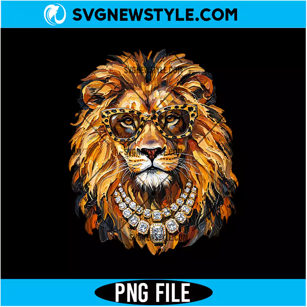 Glam Lion Sunglasses Diamonds PNG Digital Download | Animal Clipart 1 Glam Lion Sunglasses Diamonds PNG