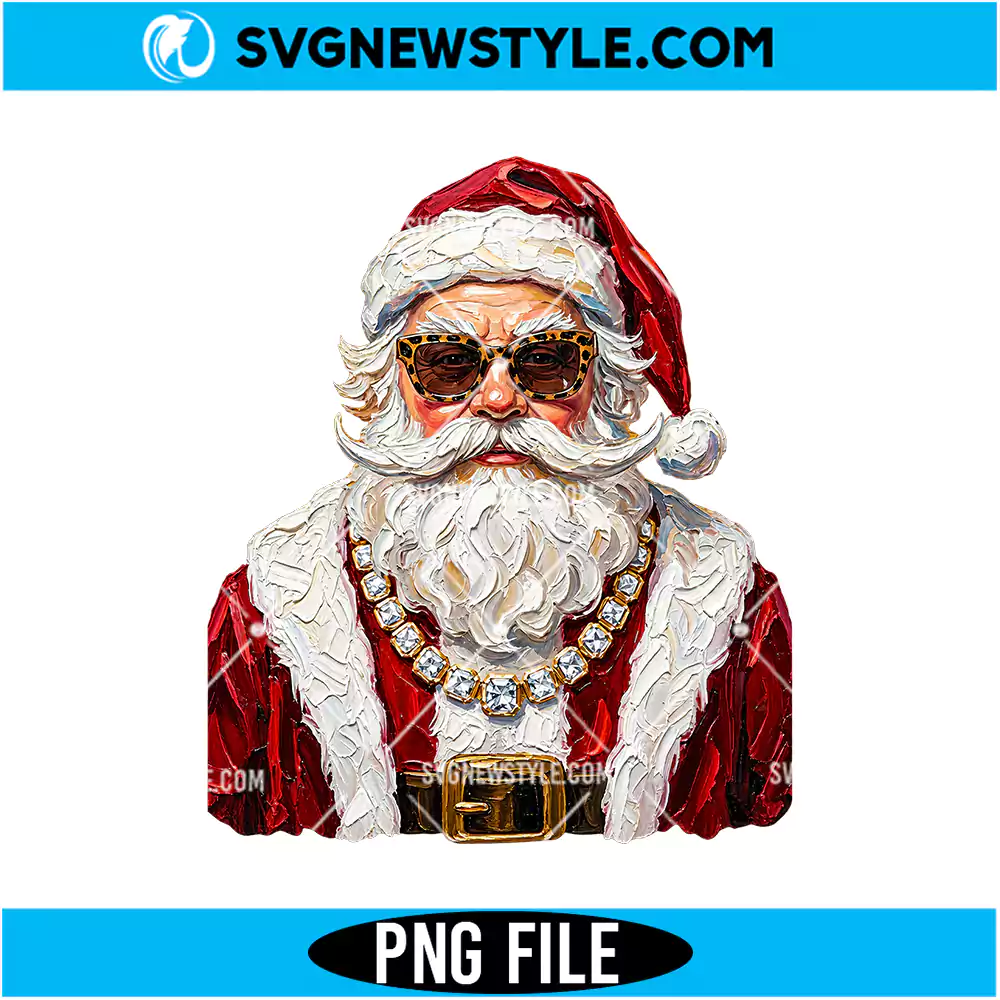 Glam Santa PNG Digital Download | Trendy Fashionable Christmas Graphic 1 Glam Santa PNG