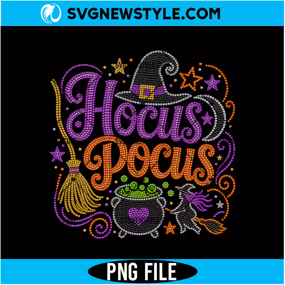 Halloween Hocus Pocus Rhinestone PNG | Witch Rhinestone Clipart, Digital Download 1 Halloween Hocus Pocus Rhinestone PNG