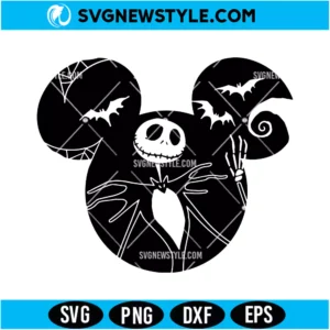 Jack Skellington Mickey Head SVG Digital Download | Spooky Disney Cut File