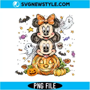 Mickey Minnie Mouse Stack Pumpkin Halloween PNG